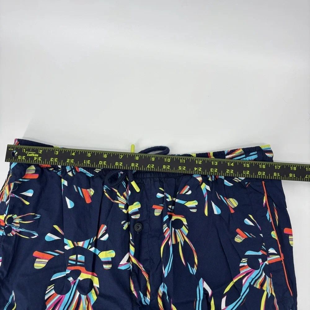 Psycho Bunny Men's Lounge Pajama Pants Large Blue Lime Bunny Logo‎ All Over